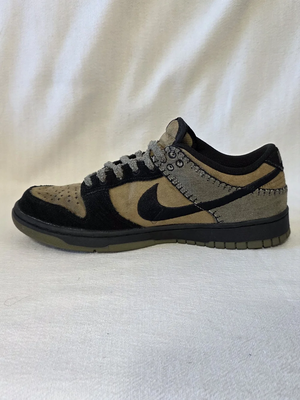 Nike Dunk Low Retro Camo Olive Suede Sneakers Size 9.5